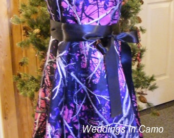 Purple Camo Flower Girl Dress
